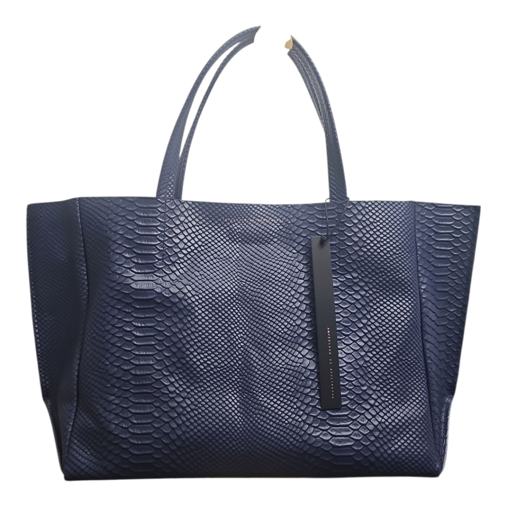 NWT Ampersand‎ As Apostrophe Tote Bag- Blue Leather Python Pattern  Designer Bag